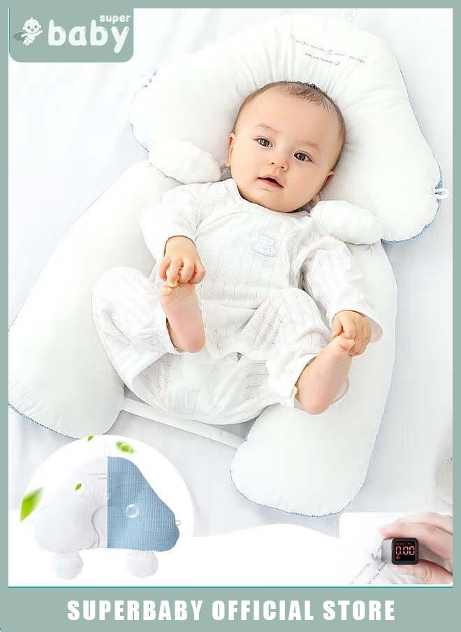 SuperBaby Baby Nursery Sleeping Pillow For Newborn, Baby Shaping Pillow With 2 Anti-Startle Sides, Soft Cotton Anti Rollover Pillow for Boys and Girls, Kids Infants Superhigh Quality - Image 1