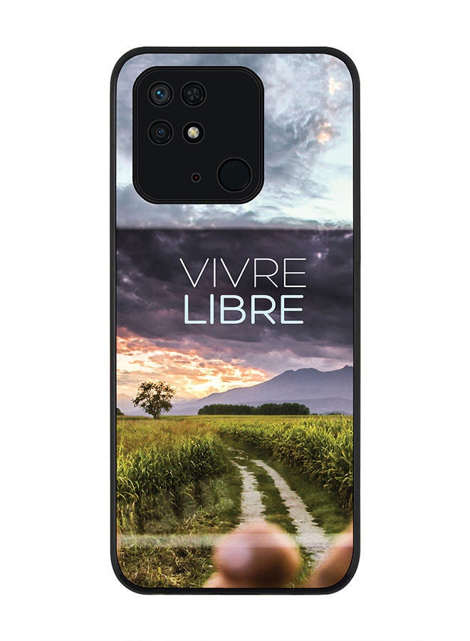 Stylizedd Rugged Black edge case for Redmi 10C 4G  Slim fit Soft Case Flexible Rubber Edges Anti Drop TPU Gel Thin Cover - Vivre Libre - Image 1