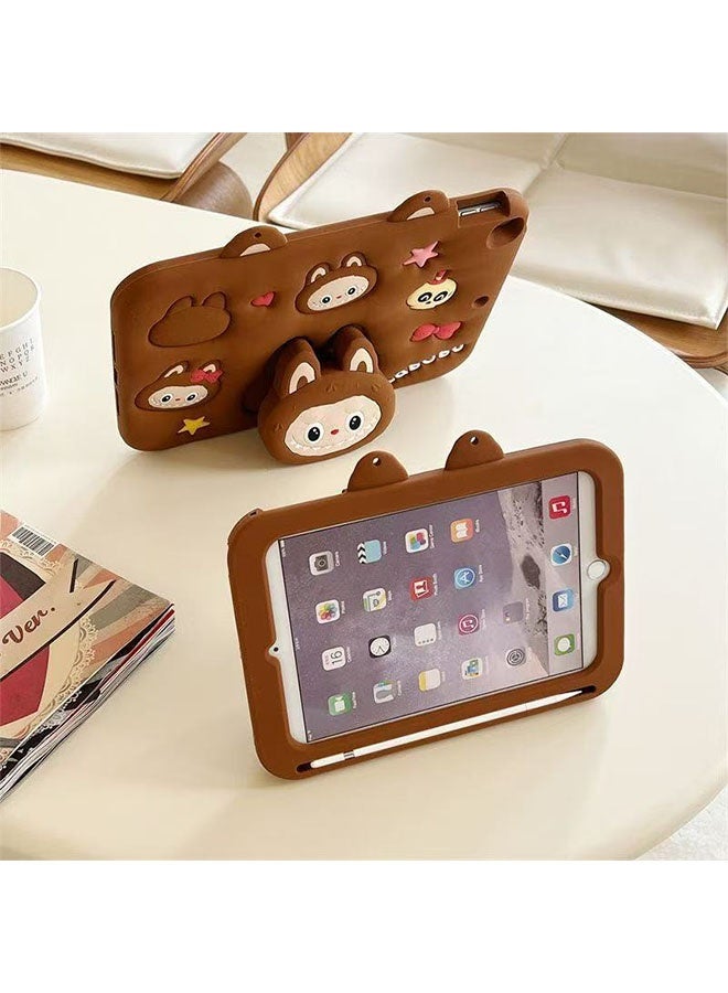 Labubu Kids Case for Samsung Galaxy Tab A9 8.7 inch – BPA-Free Shockproof EVA Shell with Anti-Glare Screen Protector, Detachable Strap, Built-in Handle/Stand & Pen Slot, Brown - Image 2