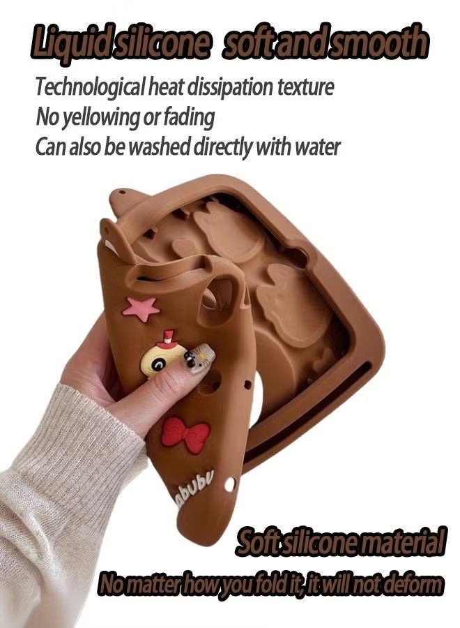 Labubu Kids Case for Samsung Galaxy Tab A9 8.7 inch – BPA-Free Shockproof EVA Shell with Anti-Glare Screen Protector, Detachable Strap, Built-in Handle/Stand & Pen Slot, Brown - Image 3