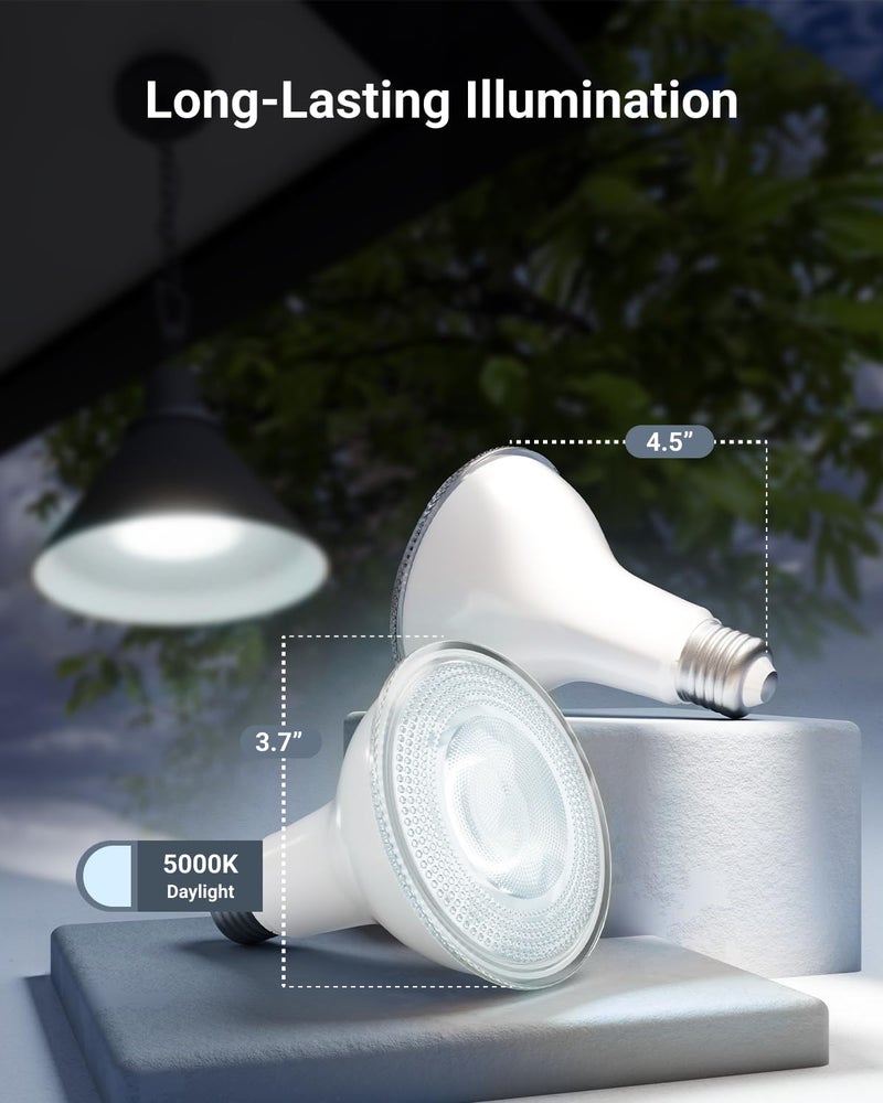 Sunco Lighting Sunco 4 Pack PAR30 LED Dusk to Dawn Light Bulbs, 850 Lumens, 11W, 5000K Daylight, Non-Dimmable, E26, Wet Rated Outdoor Flood Light Bulb with Photocell Sensor, for Porch, Patio, Backyard, UL - Image 3