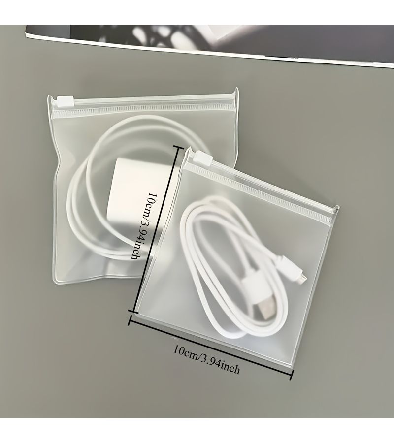 8pcs Reusable Clear Eva Zipper Bags With Air Holes For Cables And Chargers - Image 2