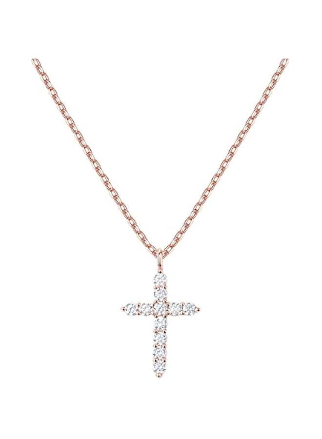 PAVOI 14K Gold Plated Cubic Zirconia Cross Necklace for Women | Cross Faith Pendant Necklaces - Image 1