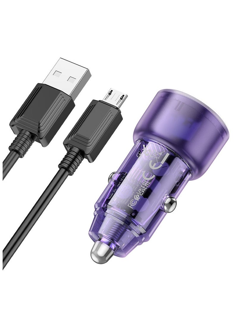 Hoco High-Efficiency 38W Hoco Z52 Fast Car Charger Featuring Transparent Shell Design, Universal DC12-24V Support, and Advanced Safety Protections for Secure and Durable In-Car Charging - Image 2