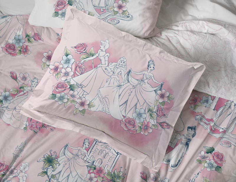 Jay Franco Kids Comforter Set Includes Sheets and Pillow Covers - Soft and Cozy Bed Set for Stylish Room Decor, Pink - Disney Princess, 5 Piece Twin Bedding - Image 5