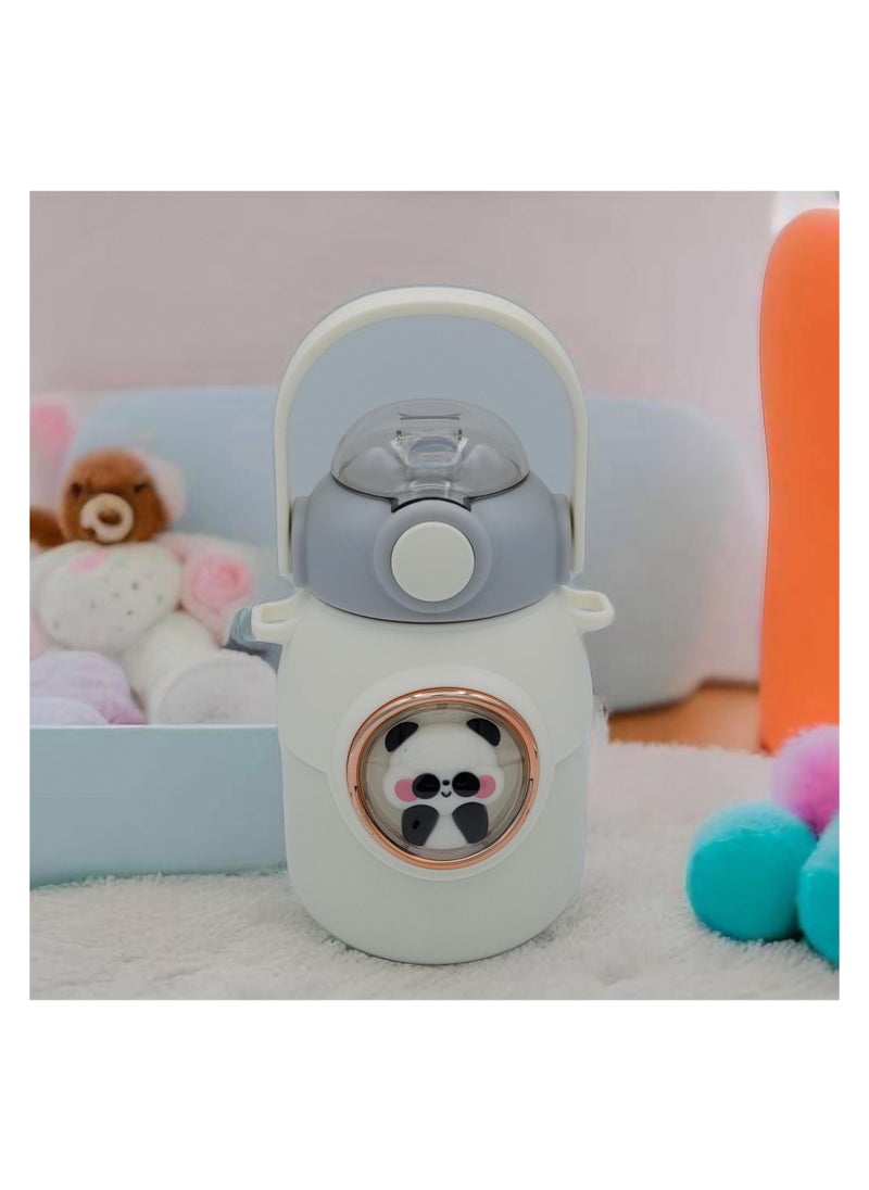 Generic Cute Thermos Water Bottle with Straw Cute 700 ML Vacuum Insulated Bottles Cartoon Panda Kitty Bear Fox 3D Leakproof Stainless Steel for Boys Girls  - Image 4