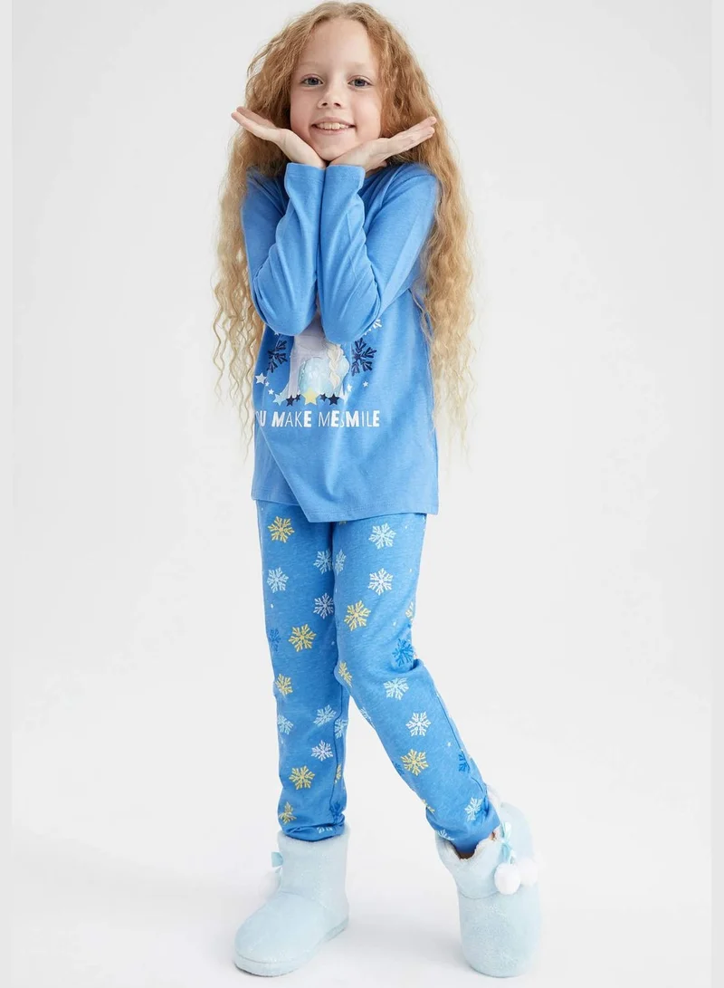 ديفاكتو 2 Pack Girl Frozen Licenced Long Sleeve Knitted Pyjamas