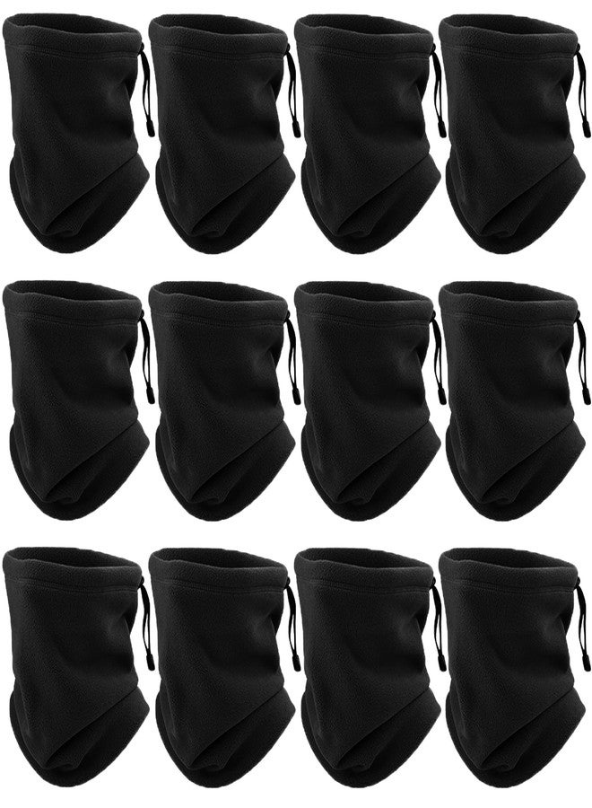 Wheebo 12 Pieces Fleece Neck Warmer For Men Women Winter Neck Gaiter Windproof Face Covering(Black) - Image 1