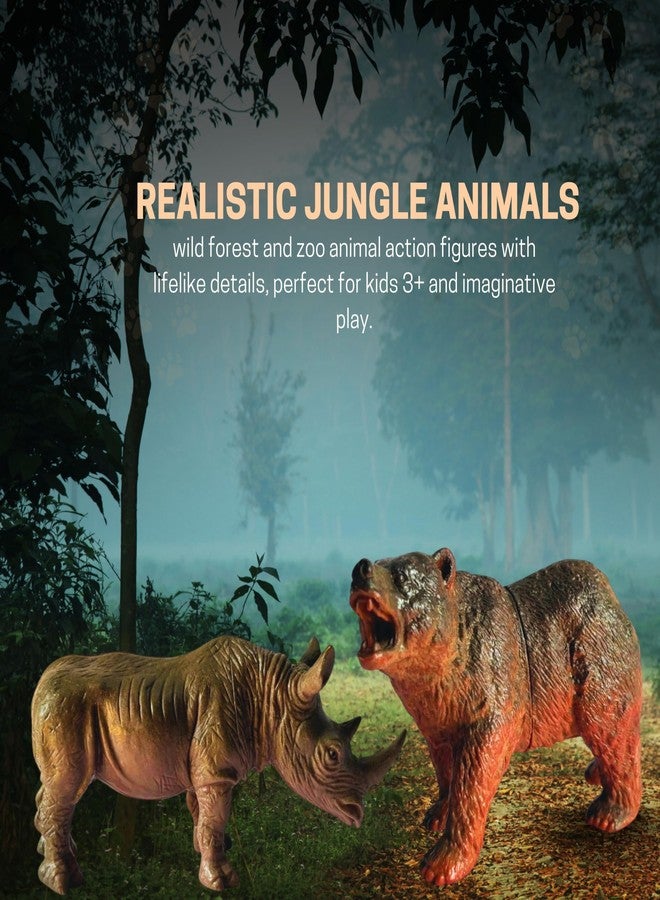 Mallexo Big Size Realistic 6 PCS Wild Jungle Animals Toys for Kids 3+ | Attractive Forest Zoo Animal Toys Action Figures Playset for Boys and Girls Birthday Gifts for Children Education & Decor Items - Image 2