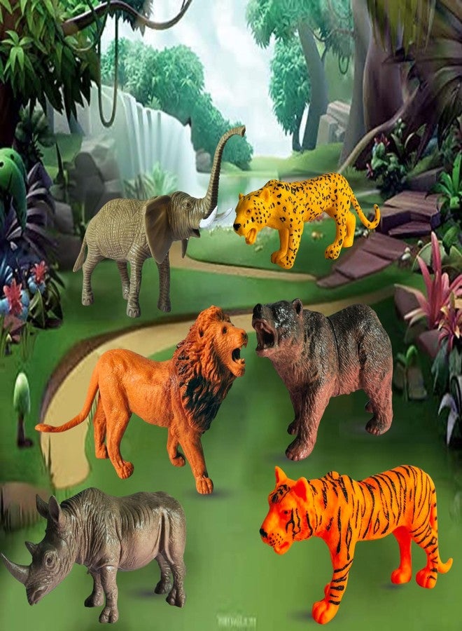 Mallexo Big Size Realistic 6 PCS Wild Jungle Animals Toys for Kids 3+ | Attractive Forest Zoo Animal Toys Action Figures Playset for Boys and Girls Birthday Gifts for Children Education & Decor Items - Image 4