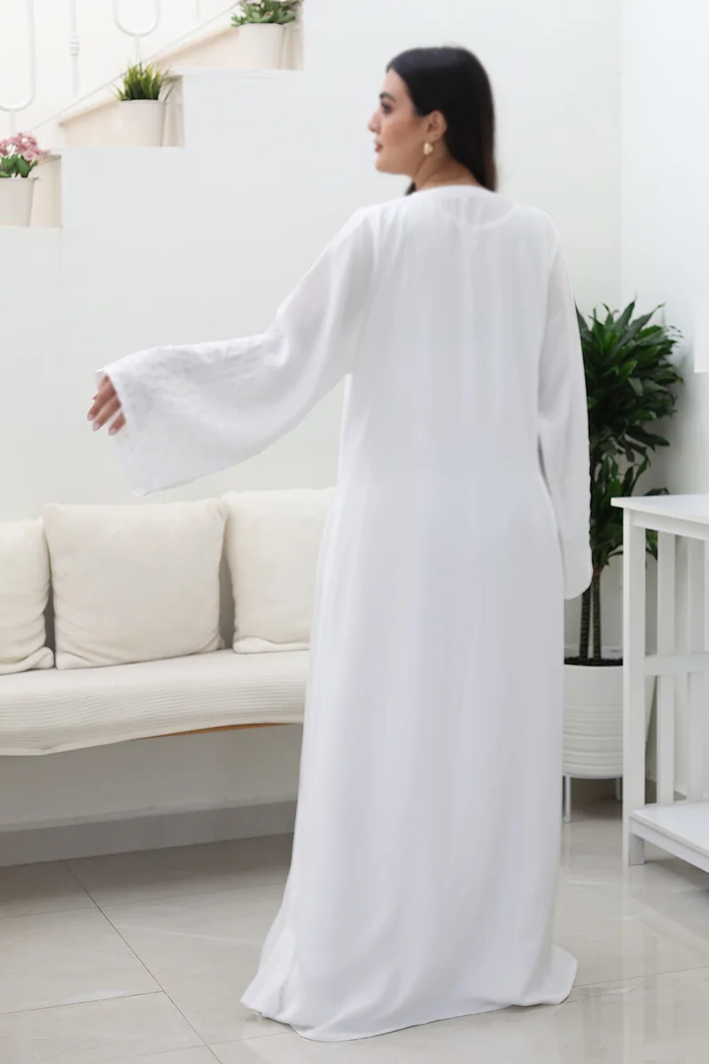 NUKHBAA Ethereal White Abaya-757