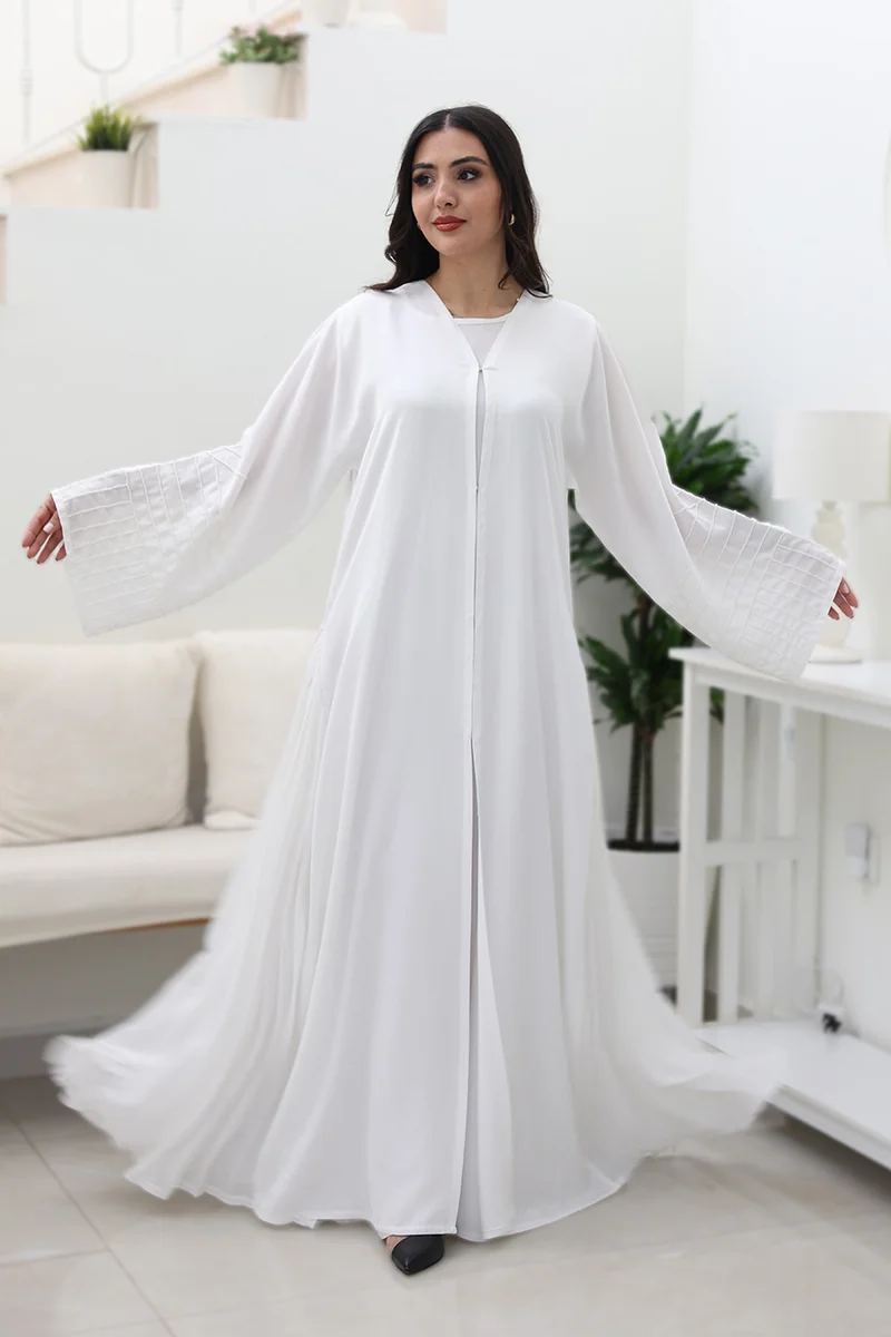 النخبة Ethereal White Abaya-757