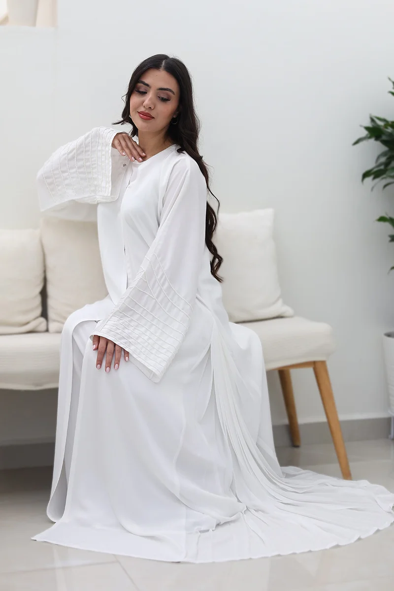 النخبة Ethereal White Abaya-757