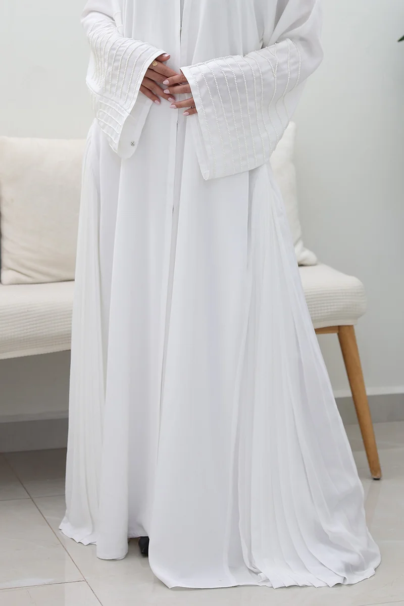 NUKHBAA Ethereal White Abaya-757