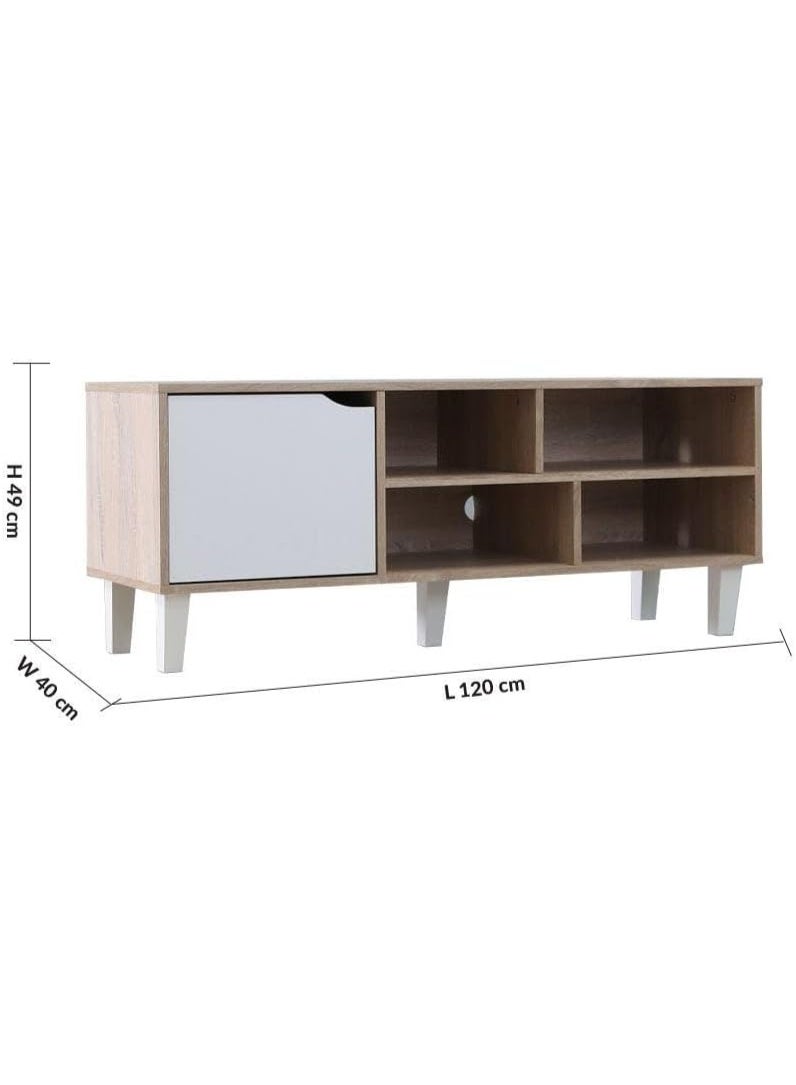 DubaiGallery Modern Wooden TV Stand with Storage Shelves and Cabinet – 120 cm - Image 2