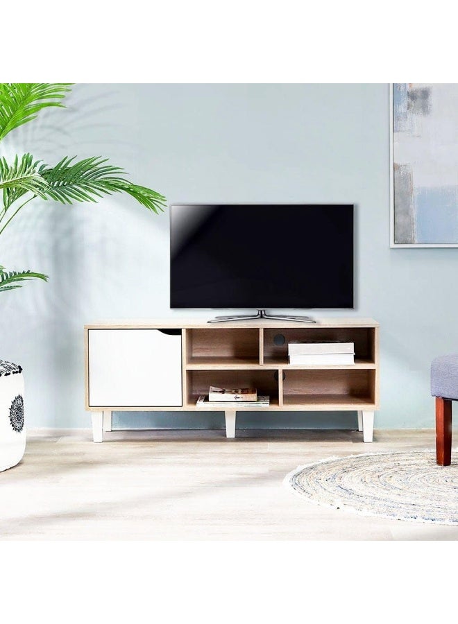 DubaiGallery Modern Wooden TV Stand with Storage Shelves and Cabinet – 120 cm - Image 1
