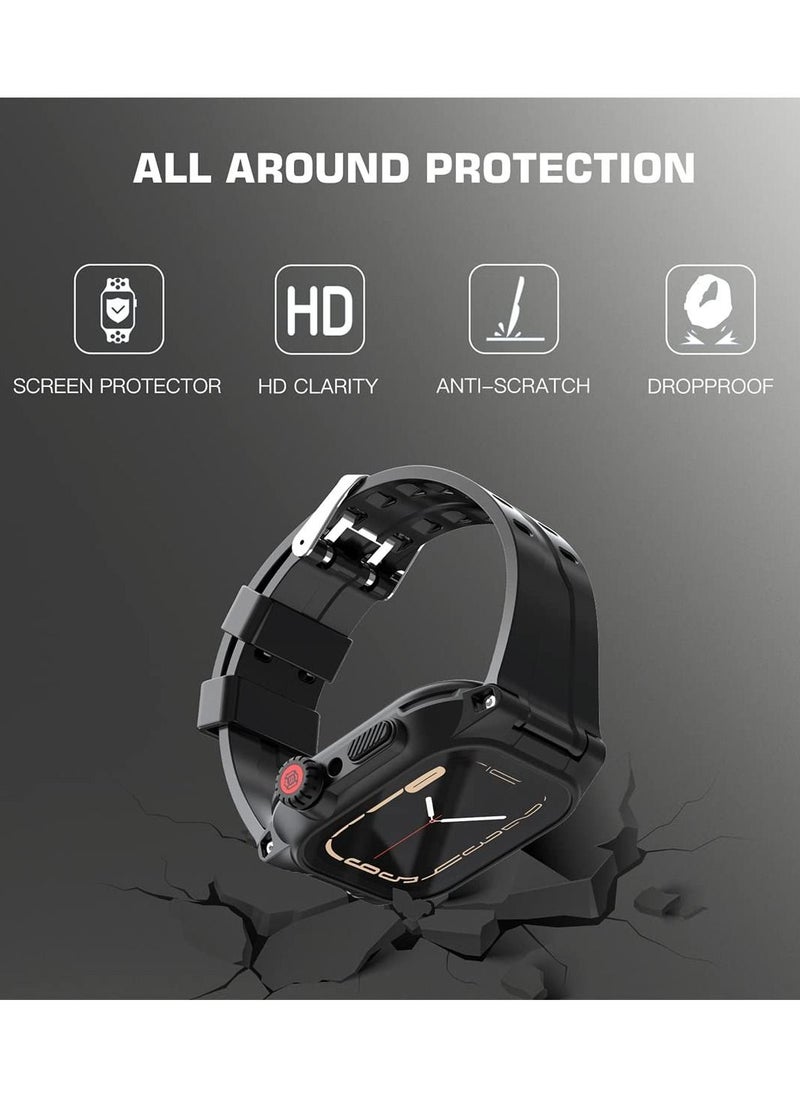 KASTWAVE - Waterproof Case for Apple Watch Series 7 45mm, 360 Full-Body Protective Case with Screen Protector, Shockproof Dustproof Waterproof Case for Apple Watch 45mm Series 7, Black - Image 1