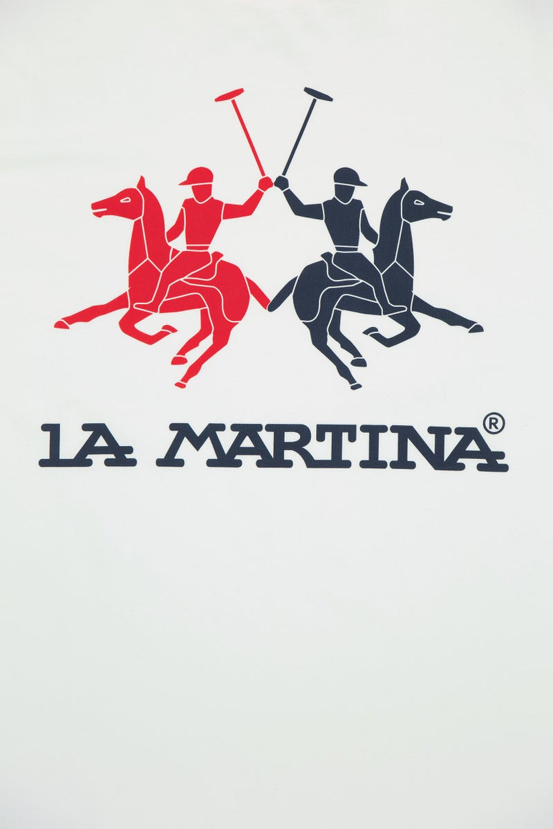 La Martina Men Crew Neck Short Sleeve Graphic Print T-Shirt, White - Image 4