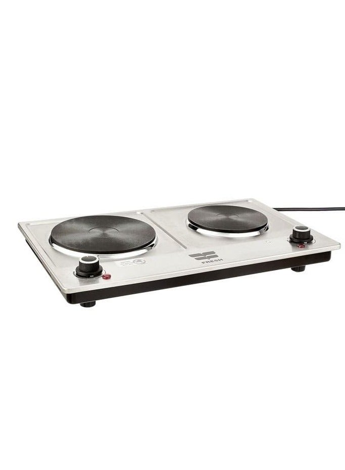 فريش فريش بوتاجاز مسطح 2 شعلة 2500 وات - ستانلس ستيل - موديل EC01-2HP - 14216