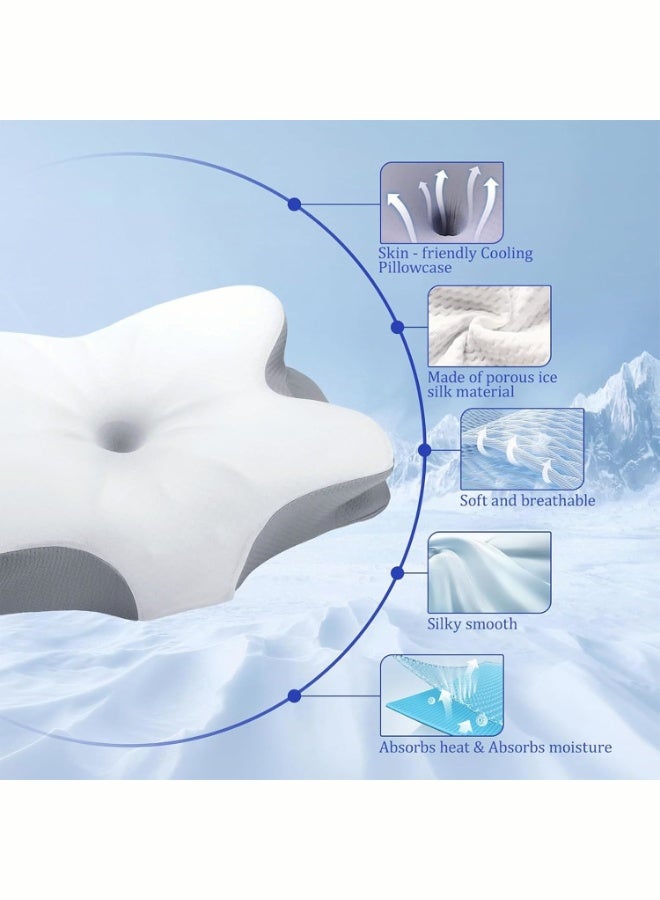 فتيرلي وسادة تخفيف الألم الفائقة لدعم الرقبة ، وسادة عنق الرحم القابلة للتعديل النوم المريح ، وسادات رغوة الذاكرة ذات الخطوط الإيرغونومية عديمة الرائحة ، وسادة سرير العظام للجانب الخلفي المعدة النوم - Image 3