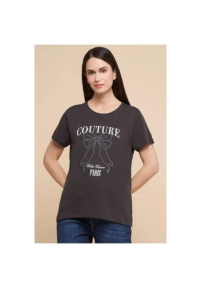 أر أند بي Printed T-Shirt with Crew Neck and Short Sleeves