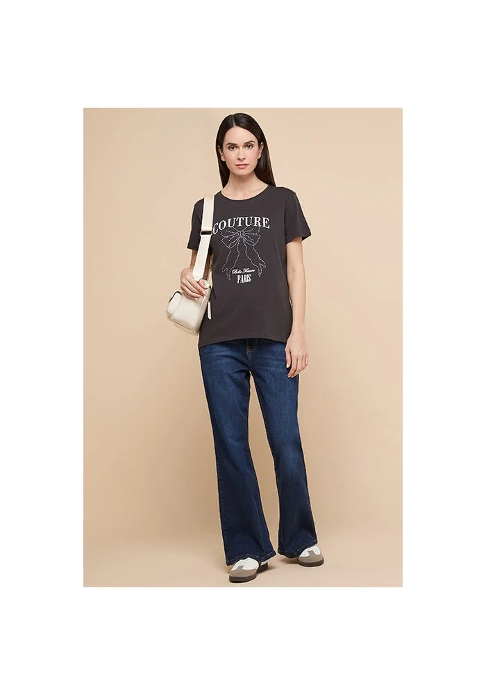 أر أند بي Printed T-Shirt with Crew Neck and Short Sleeves