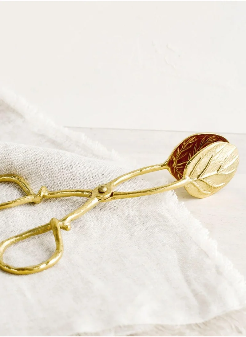 The Saffron Souk Brass Leaf Serving Tongs - Sophisticated Dining Essentials