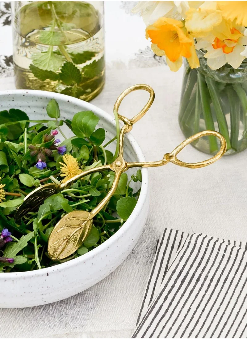 The Saffron Souk Brass Leaf Serving Tongs - Sophisticated Dining Essentials