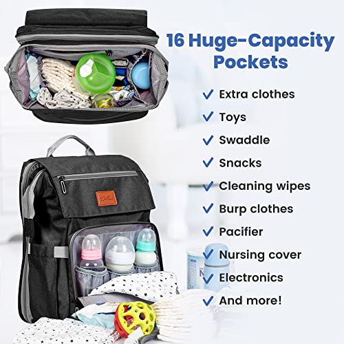 PILLANI Baby Diaper Bag Backpack - Large Bag for Boys & Girls, Waterproof Diaper Backpack - Travel Diaper Bags w/Changing Pad, Baby Registry Search & Shower Gifts - Essentials Must Haves Newborn Stuff - Image 2