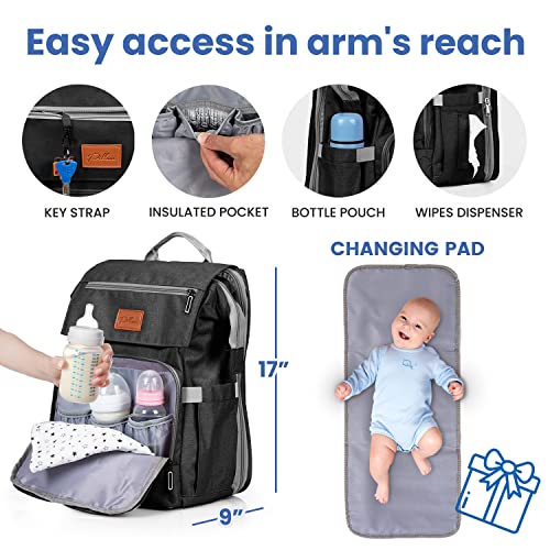 PILLANI Baby Diaper Bag Backpack - Large Bag for Boys & Girls, Waterproof Diaper Backpack - Travel Diaper Bags w/Changing Pad, Baby Registry Search & Shower Gifts - Essentials Must Haves Newborn Stuff - Image 3