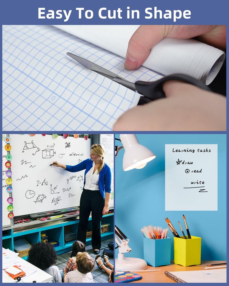 Nicpro 2 Pack Dry Erase Whiteboard Sticker Wall Decal, 17.7" X 78.7"(6.5 ft) Self-Adhesive White Board Peel Stick Paper to Do List with 6PCS Water-Based Pens for School, Office, Home, Kids Drawing - Image 4