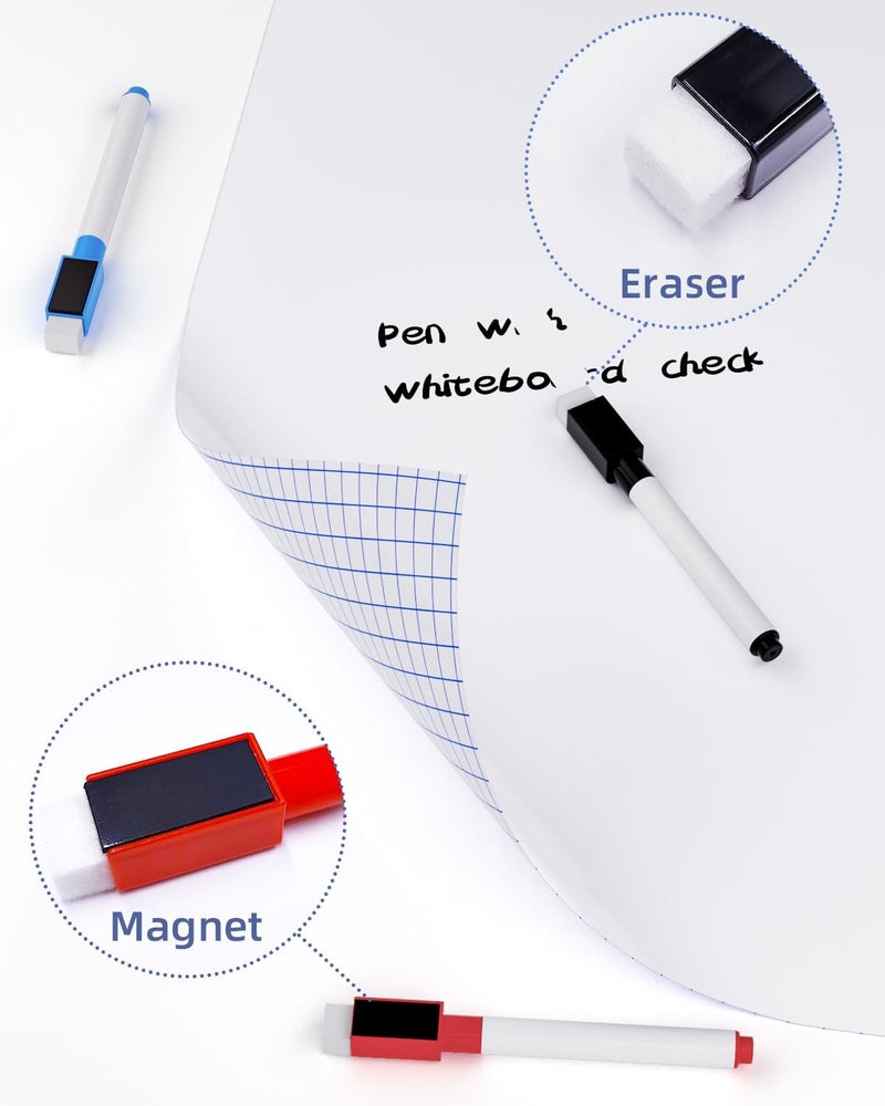 Nicpro 2 Pack Dry Erase Whiteboard Sticker Wall Decal, 17.7" X 78.7"(6.5 ft) Self-Adhesive White Board Peel Stick Paper to Do List with 6PCS Water-Based Pens for School, Office, Home, Kids Drawing - Image 5