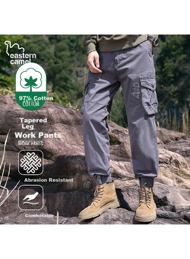 Eastern Camel Casual Pants For Men, Summer Sports Multi-pocket Outdoor Cargo Pants, Men's Tapered Long Trousers, Gray, Size L - Image 1