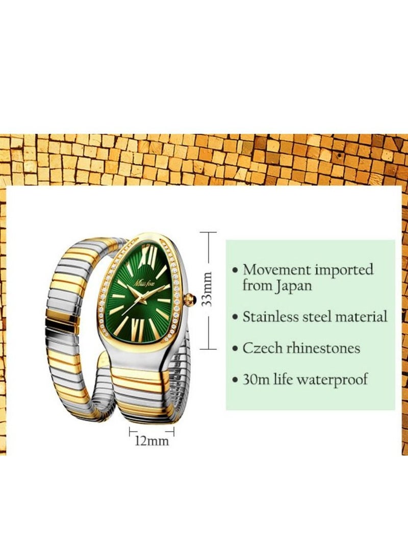 MISS FOX - Luxury Silver Snake Watches Women Fashion Brands MISSFOX Diamond Quartz WristWatch Waterproof AAA Clock Lady Hot Gift - Image 1