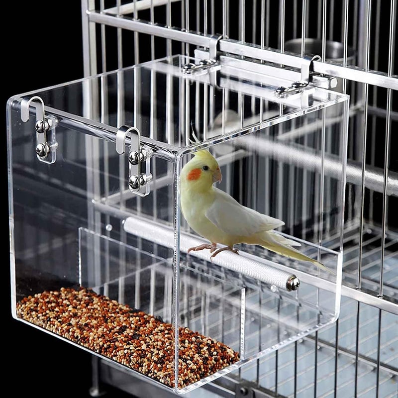 Xxmbbjy Automatic Acrylic Bird Feeder for Cage, No Mess - Small Bird Parrots, Canary, Parakeet, Budgerigar, Crested Myna, Cockatiel (XL) - Image 1