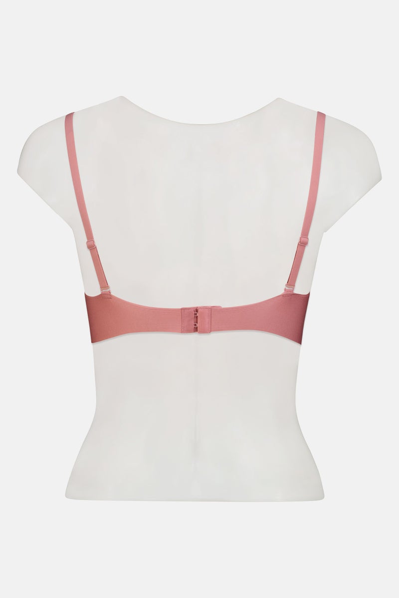bebe Women Plain Lightly Padded Bra, Mauve - Image 3
