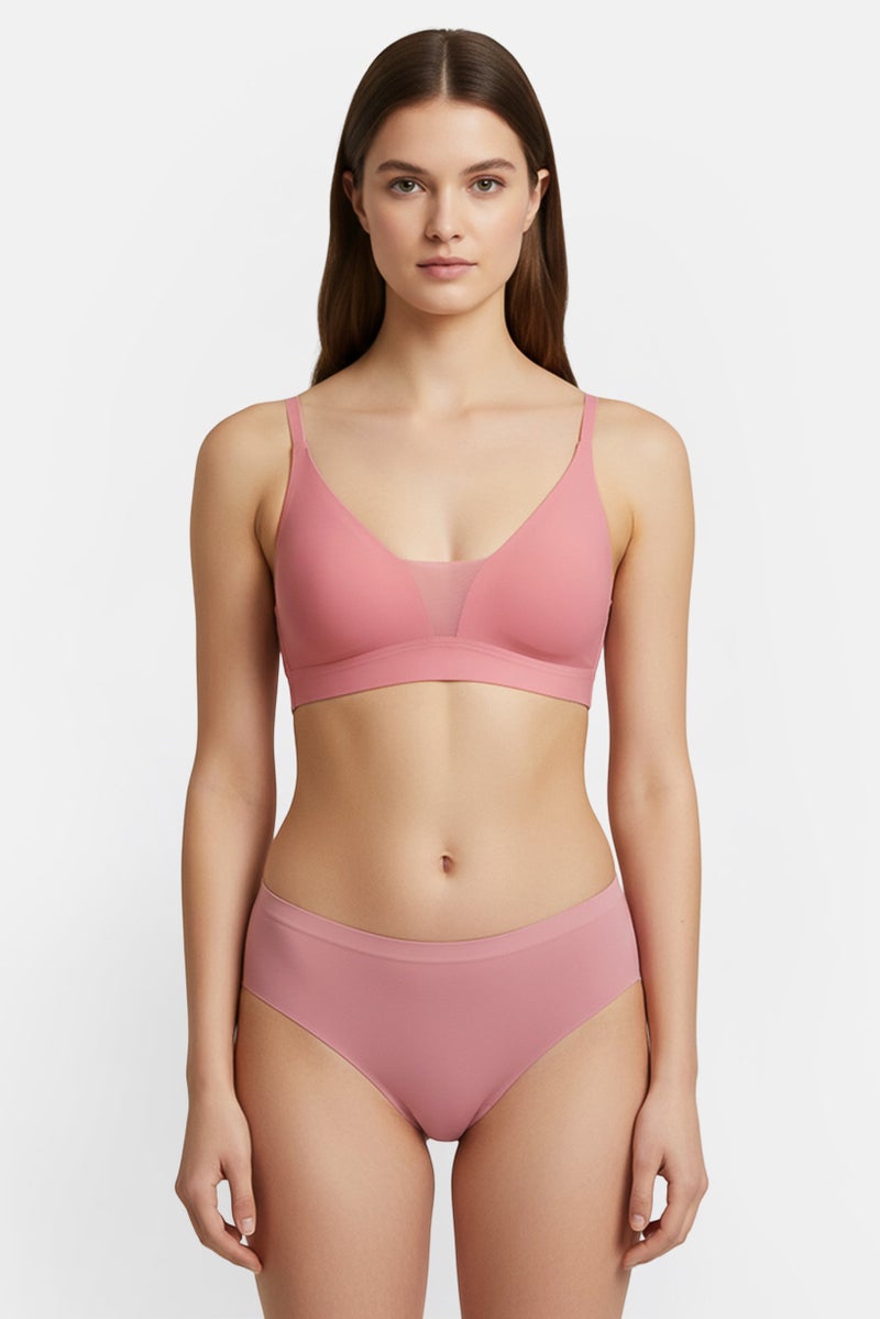 bebe Women Plain Lightly Padded Bra, Mauve - Image 1