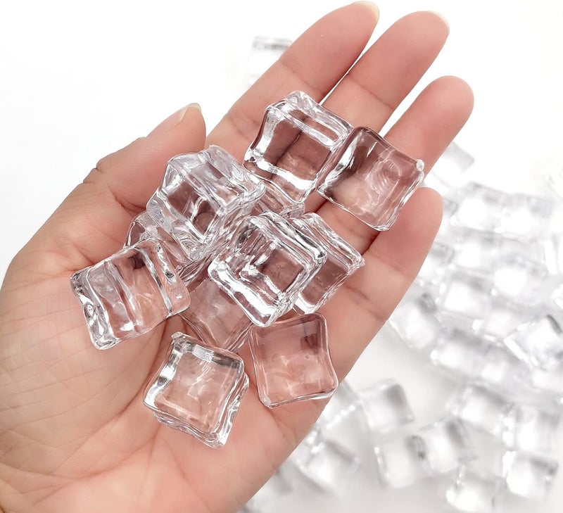 Zalaxt Fake Ice Cubes, 18 mm Fake Ice Rocks 100 pcs Acrylic Ice Rocks, Faux Ice Vase Fillers for Wedding Props - Image 5
