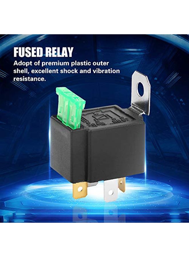 12V 30A DC 4 Pin Normally Open Car Relay with Fuse and Bracket Black - Image 2