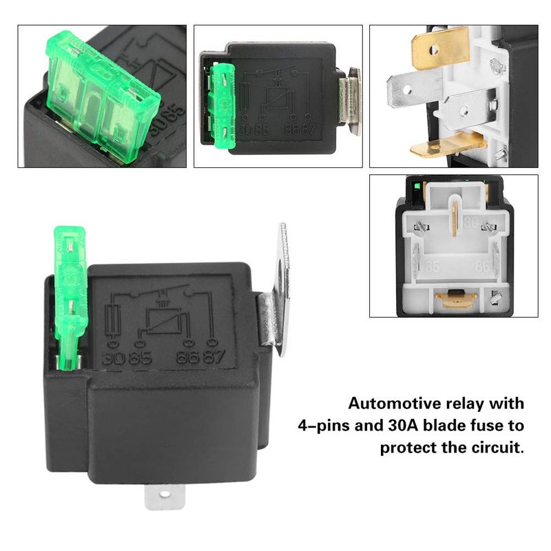 12V 30A DC 4 Pin Normally Open Car Relay with Fuse and Bracket Black - Image 3