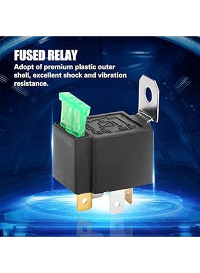 12V 30A DC 4 Pin Normally Open Car Relay with Fuse and Bracket Black - Image 1