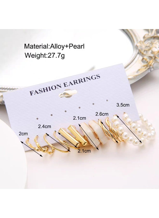 6Pcs Gold Plated Earring Set - Trendy Minimalist Earrings, Suitable for Party & Casual Outfits, Must-Have Jewelry - Image 2