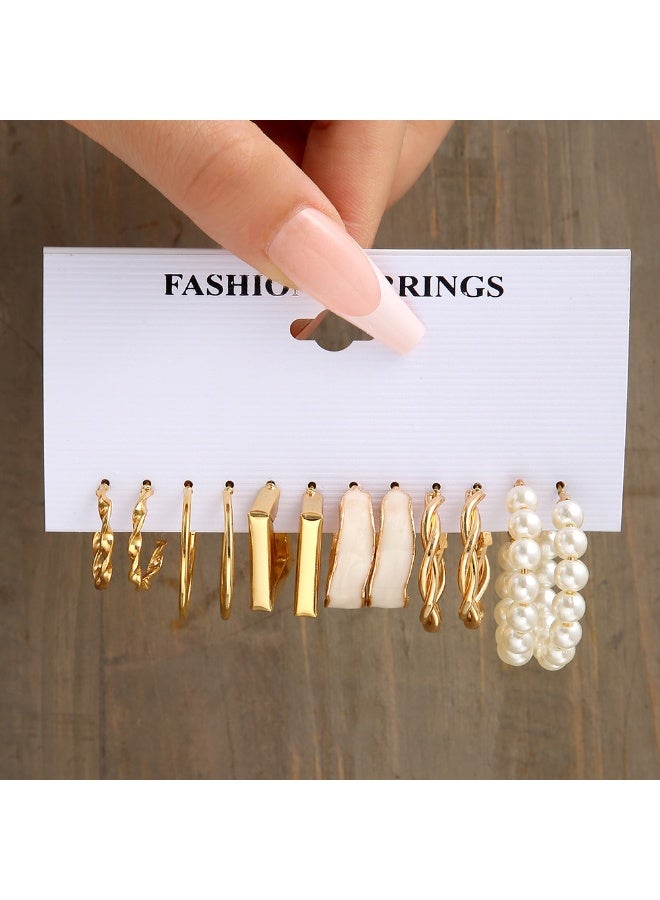 6Pcs Gold Plated Earring Set - Trendy Minimalist Earrings, Suitable for Party & Casual Outfits, Must-Have Jewelry - Image 3