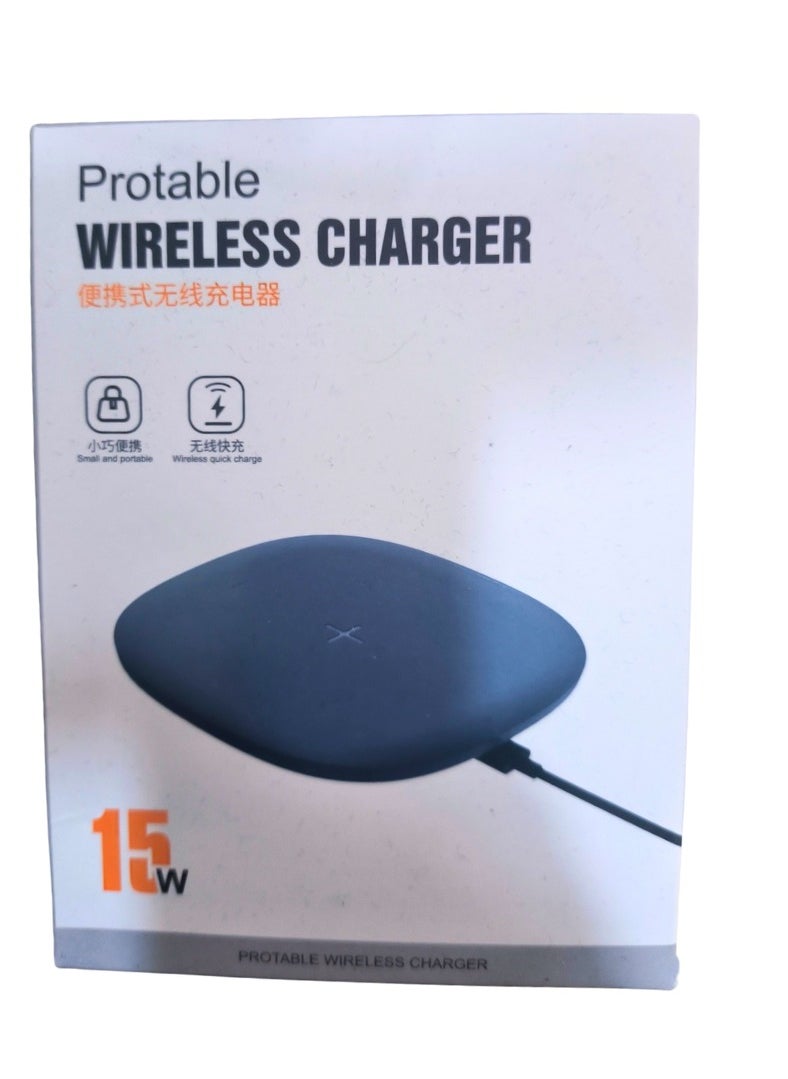 KyraTech - Portable 15W Wireless Charger, Fast Charging Pad for Qi-Enabled Phones, Compact and Sleek Design - Image 1