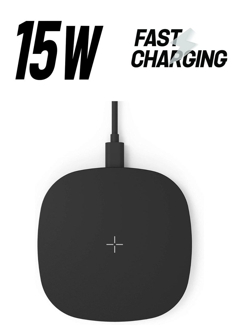 KyraTech - Portable 15W Wireless Charger, Fast Charging Pad for Qi-Enabled Phones, Compact and Sleek Design - Image 1