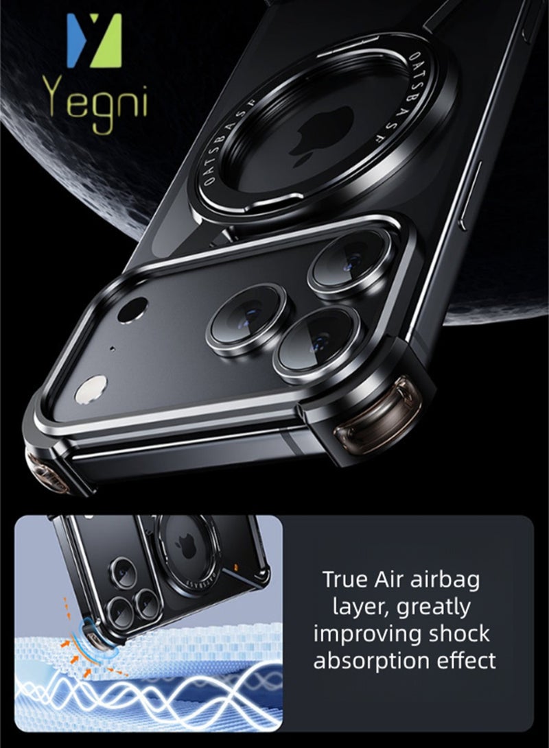 Yegni Creative Z-shaped rotating magnetic case bracket suitable for iPhone 17 series mobile phone case metal hollow borderless magnetic charging metal case - Image 4