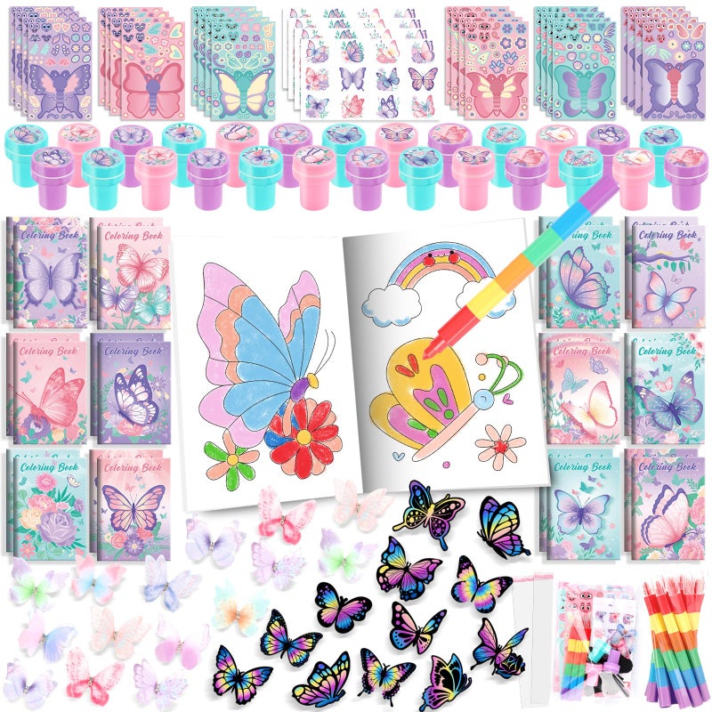 BenLouis 192Pcs Butterfly Party Favors Butterfly Fairy Coloring Books Crayon Stickers Set Bulk for Kids Butterfly Birthday Decor Spring Flower Tea Goodie Bag Stuffers Classroom Gifts Pinata Filler - Image 3