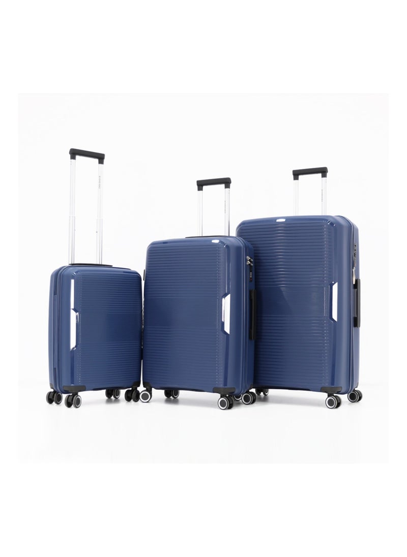 GIORDANO - Hardshell Luggage Double Spinner Trolley Bag 3 Pieces Set,Navy (S-20",M-24",L-28") - Image 1