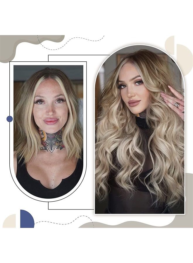 LaaVoo Balayage Tape in Hair Extensions Ombre 18 inch Light Brown to Ash Blonde Mix Platinum Blonde Hair Extensions Tape in Real Human Hair Salon Quality 20pcs 50g - Image 3