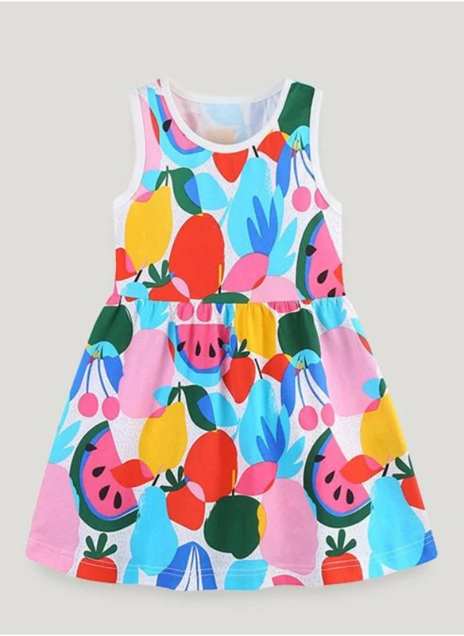 YUNIQEE Multicolour A-Line Crew Neck Printed Dress